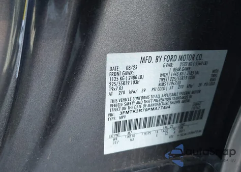 2023 Ford Mustang Mach-E Premium z USA, uszkodzony, nr VIN 3FMTK3R70PMA77494